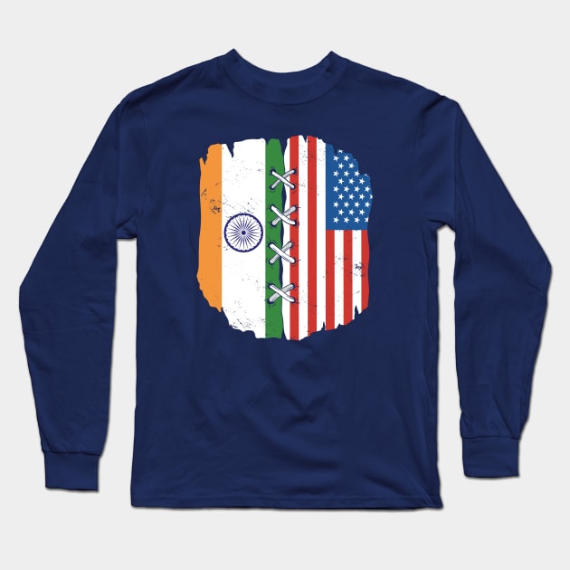 Proud Indian American Heritage // India and USA Flags Long Sleeve T-Shirt by Now Boarding